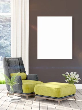 Modern iç boş çerçeve ile. 3D render