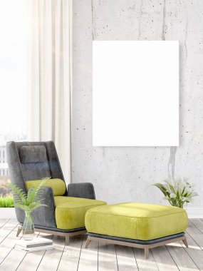 Modern iç boş çerçeve ile. 3D render