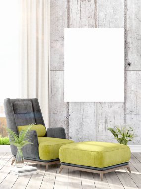 Modern iç boş çerçeve ile. 3D render