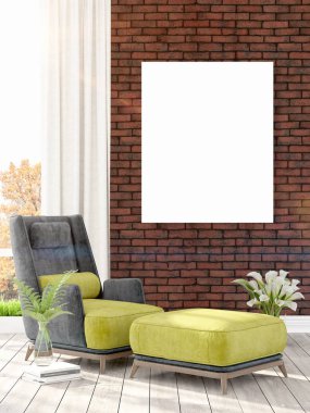 Modern iç boş çerçeve ile. 3D render