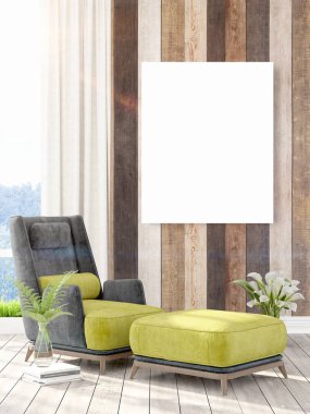 Modern iç boş çerçeve ile. 3D render