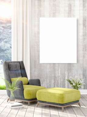 Modern iç boş çerçeve ile. 3D render