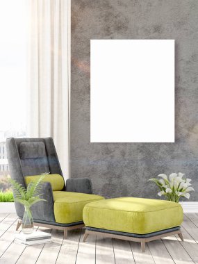 Modern iç boş çerçeve ile. 3D render
