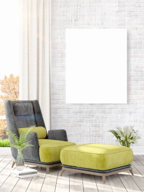 Modern iç boş çerçeve ile. 3D render
