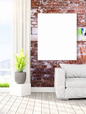 Modern iç boş çerçeve ile. 3D render