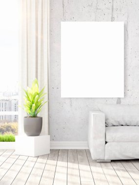 Modern iç boş çerçeve ile. 3D render