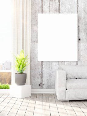 Modern iç boş çerçeve ile. 3D render