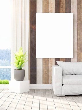 Modern iç boş çerçeve ile. 3D render