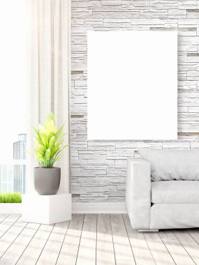 Modern iç boş çerçeve ile. 3D render