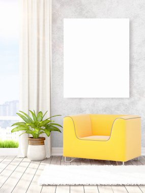 Modern iç boş çerçeve ile. 3D render