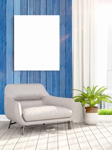 Modern iç boş çerçeve ile. 3D render