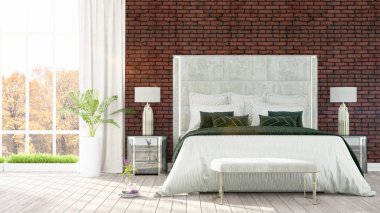 Modern parlak iç. 3D render