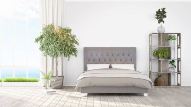 Modern parlak iç. 3D render