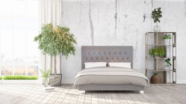 Modern parlak iç. 3D render