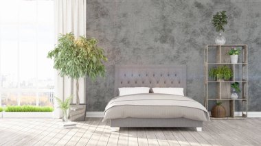 Modern parlak iç. 3D render