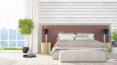 Modern parlak iç. 3D render