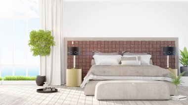 Modern parlak iç. 3D render