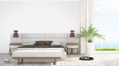 Modern parlak iç. 3D render
