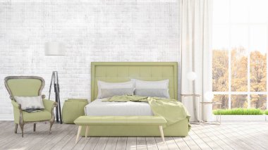 Modern parlak iç. 3D render