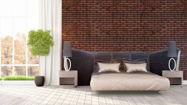 Modern parlak iç. 3D render