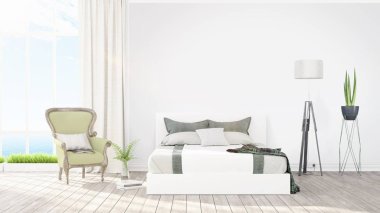 Modern parlak iç. 3D render