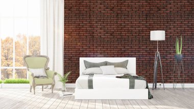 Modern parlak iç. 3D render