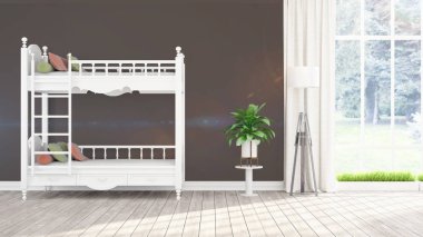 Modern parlak iç. 3D render