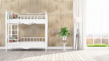 Modern parlak iç. 3D render