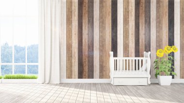 Modern parlak iç. 3D render