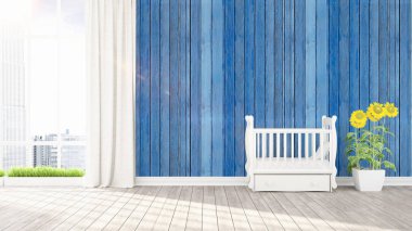 Modern parlak iç. 3D render