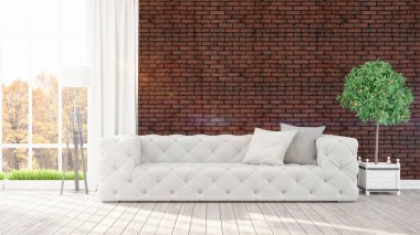 Modern parlak iç. 3D render