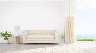 Modern parlak iç. 3D render