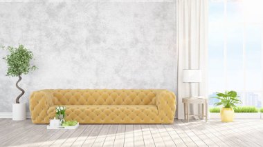 Modern parlak iç. 3D render