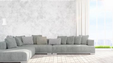 Modern parlak iç. 3D render
