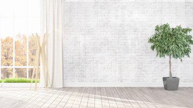 Modern parlak iç. 3D render