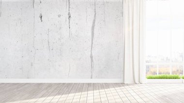 Modern parlak iç. 3D render