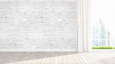 Modern parlak iç. 3D render