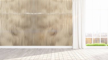 Modern parlak iç. 3D render