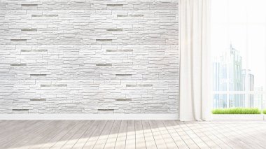 Modern parlak iç. 3D render