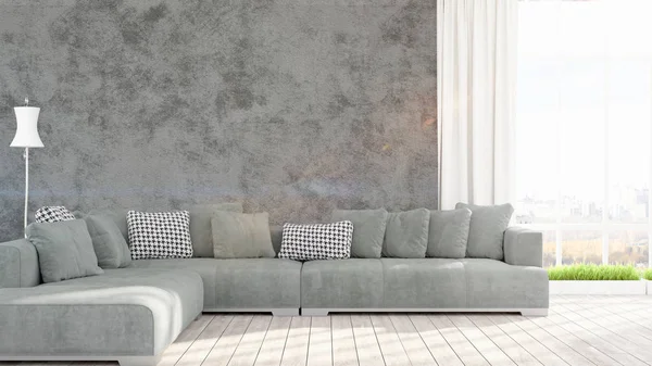 Modern parlak iç. 3D render