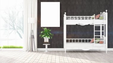 Modern iç boş çerçeve ile. 3D render