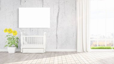 Modern iç boş çerçeve ile. 3D render