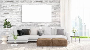 Modern iç boş çerçeve ile. 3D render