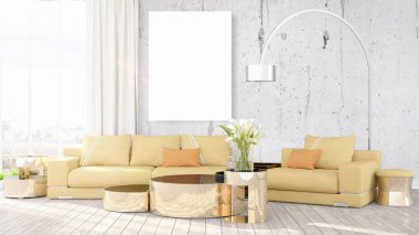 Modern iç boş çerçeve ile. 3D render