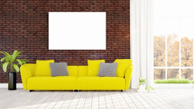 Modern iç boş çerçeve ile. 3D render