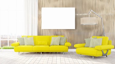 Modern iç boş çerçeve ile. 3D render