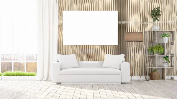 Interior moderno con marco vacío. Renderizado 3D —  Fotos de Stock