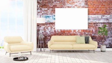 Modern iç boş çerçeve ile. 3D render