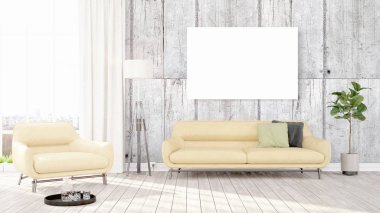 Modern iç boş çerçeve ile. 3D render