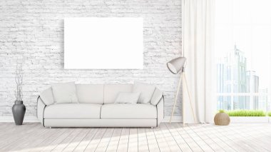 Modern iç boş çerçeve ile. 3D render